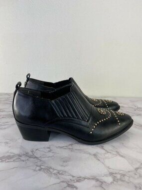 Circus By Sam Edelman Cowboy Faux Leather Black Booties Sz 6